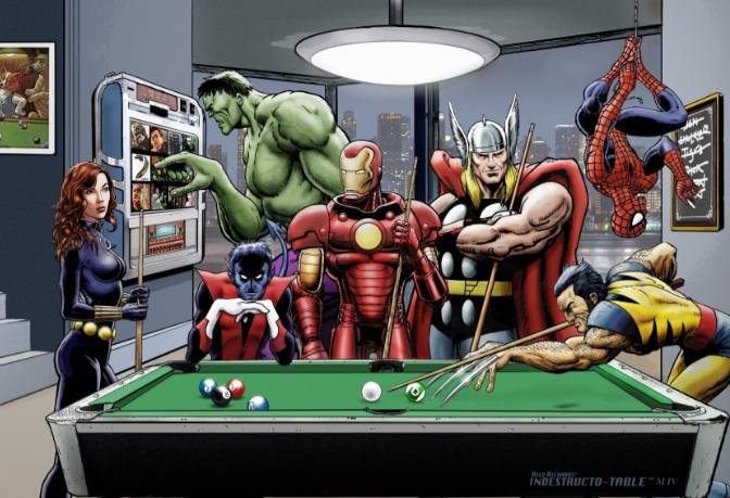 These Super Heroes went looking for a pool hall near them and found it!